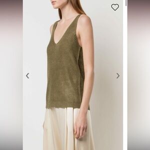 Nili Lotan Women's Olive Green Linen Knit Tank. Size XSmall